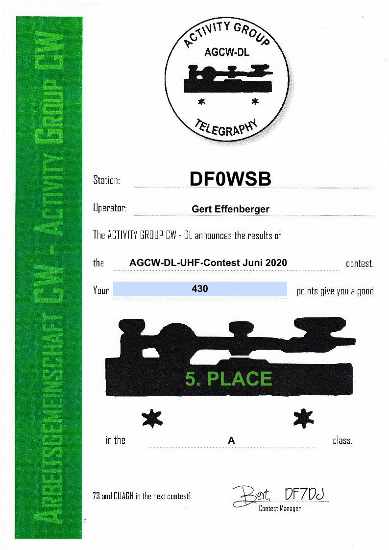 AGCW VHF/UHF Contest Juni 2020